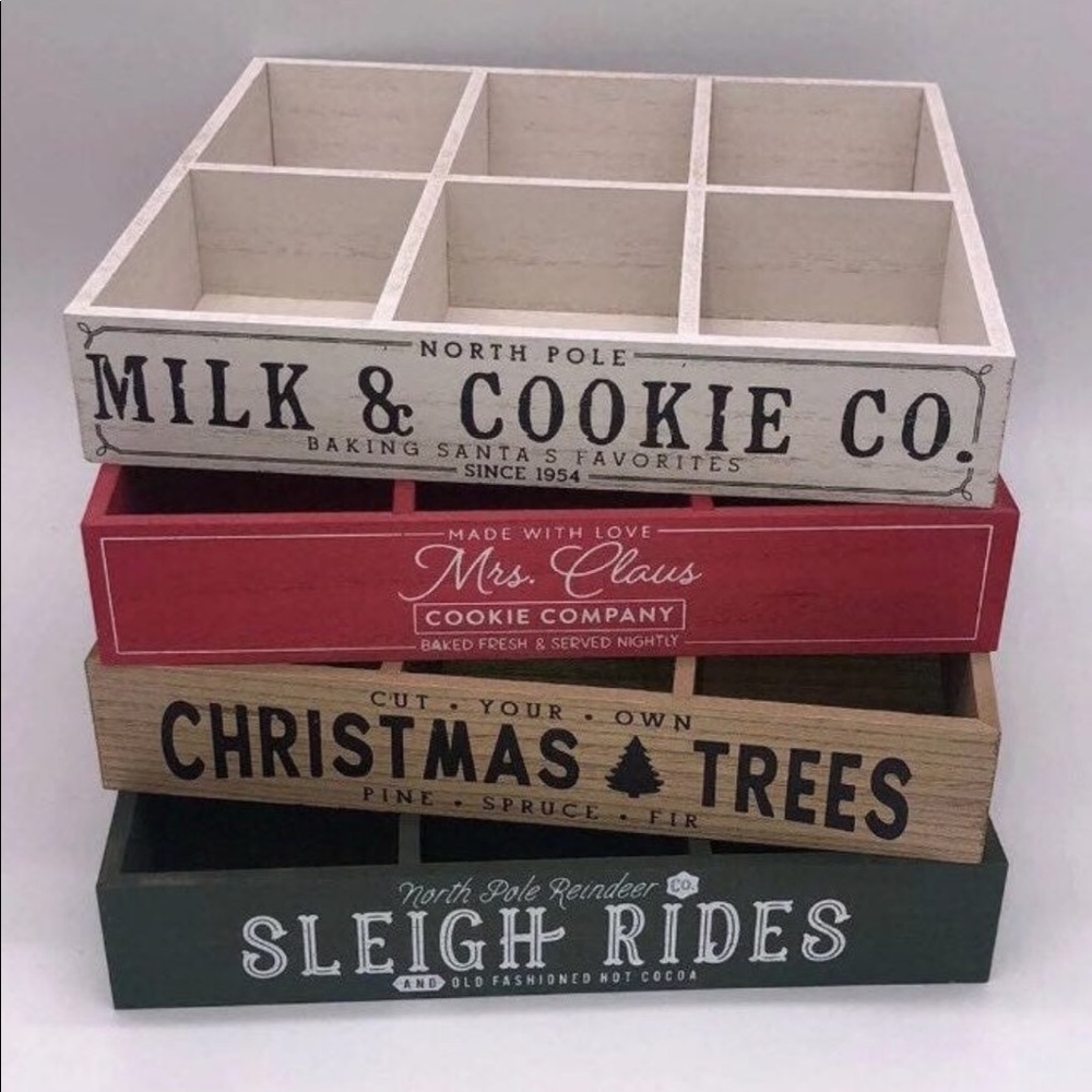 New! Target Bullseye Christmas Wooden Crate tray